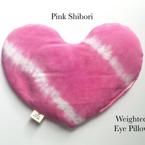 HEART eye pillow, weighted face mask, cold hot pack, aromatherapy, spa self care gift Pink Shibori