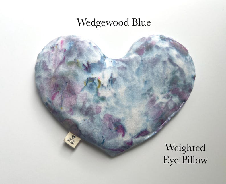 HEART eye pillow, weighted face mask, cold hot pack, aromatherapy, spa self care gift Wedgwood Blue