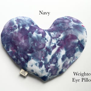 HEART eye pillow, weighted face mask, cold hot pack, aromatherapy, spa self care gift Navy