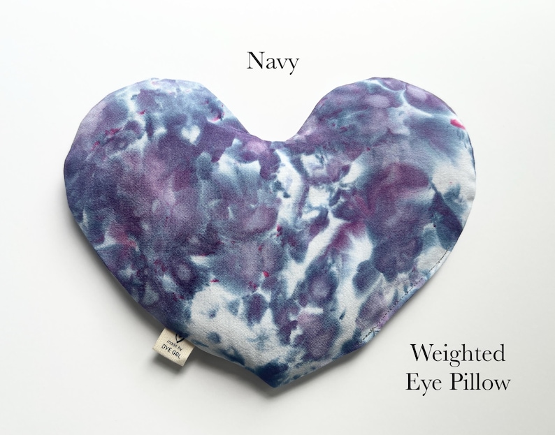 HEART eye pillow, weighted face mask, cold hot pack, aromatherapy, spa self care gift Navy