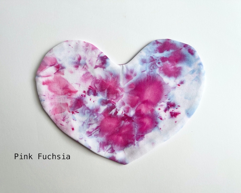 Weighted Heart Eye Pillow filled with Flax and Lavender or Unscented Hot Cold pack Organic Cotton Mask Aromatherapy Relaxing, soft tie dye Pink Fuchsia