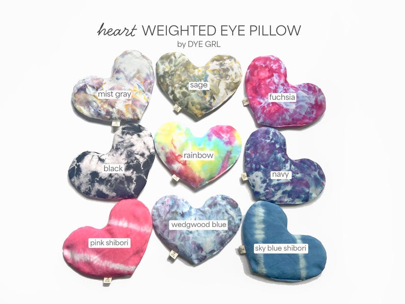 HEART eye pillow, weighted face mask, cold hot pack, aromatherapy, spa self care gift image 2