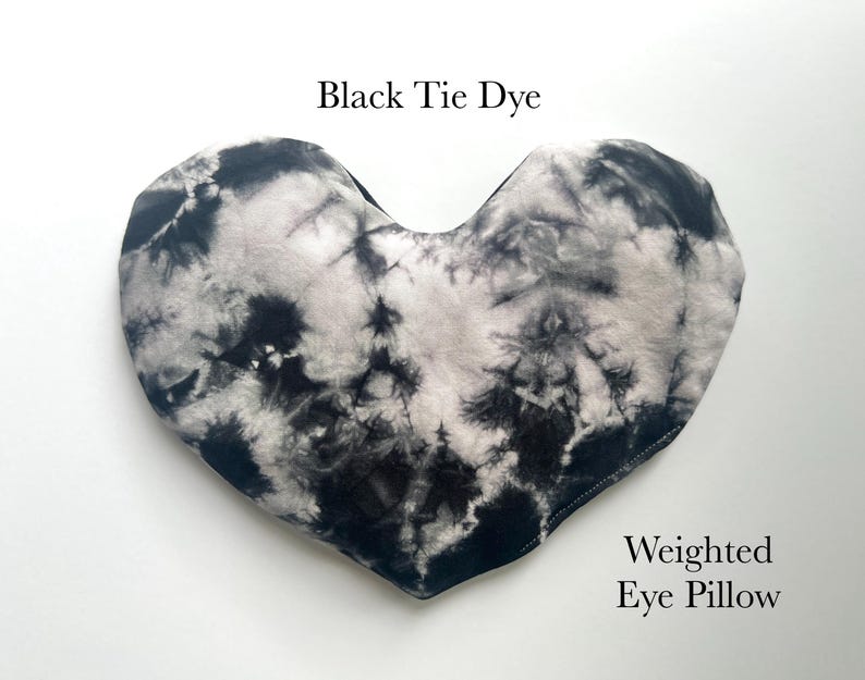 HEART eye pillow, weighted face mask, cold hot pack, aromatherapy, spa self care gift Black