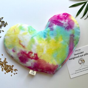HEART eye pillow, weighted face mask, cold hot pack, aromatherapy, spa self care gift Rainbow