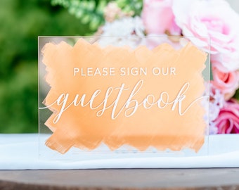 Belle Guestbook Wedding Sign | Guestbook Acrylic  Sign | Guestbook Painted Acrylic Sign | Guestbook Frosted Acrylic  Sign