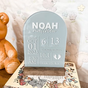 Arch Baby Stats Sign Baby Stats Sign Baby Announcement Nursery Decor Nursery Sign image 1