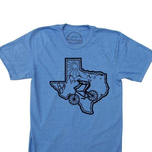 Texas Home Shirt, Original Design handgedruckt auf weichem Shirt ideal für Mountainbike Palo Duro Canyon, Herren Fahrrad T-Shirt, Fahrrad Gang Tee
