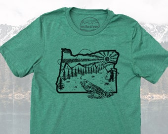 Fly Fish Oregon t-shirt, Oregon apparel with an emphasis on outdoors, soft tee's for fishing days and sure to be a hit at your fishing hole!