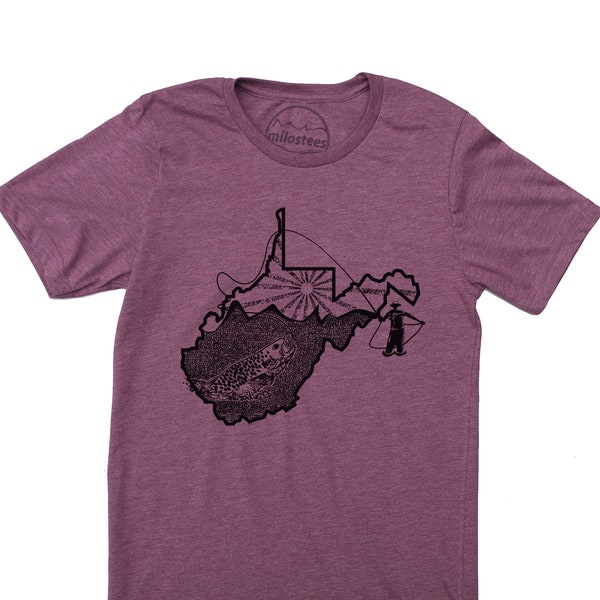 West Virginia Shirt- fly fishing gift for outdoor wear in the Mountain State & rad for fly fishing adventures on the Appalachians, Elk River