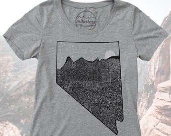Nevada Home Shirt- Mojave desert and mountain print on grey form fitting tee for battle born days in Las Vegas or hikes in Reno or Tahoe!