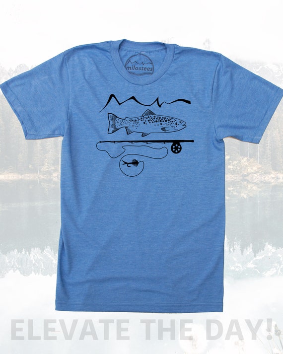 Fly Fishing Shirt Fisherman Logo Printed on a Soft American Apparel Tee in  a Blue Hue, Fly Fishing Apparel for Him, Fish Fathers Day Gift -   Australia