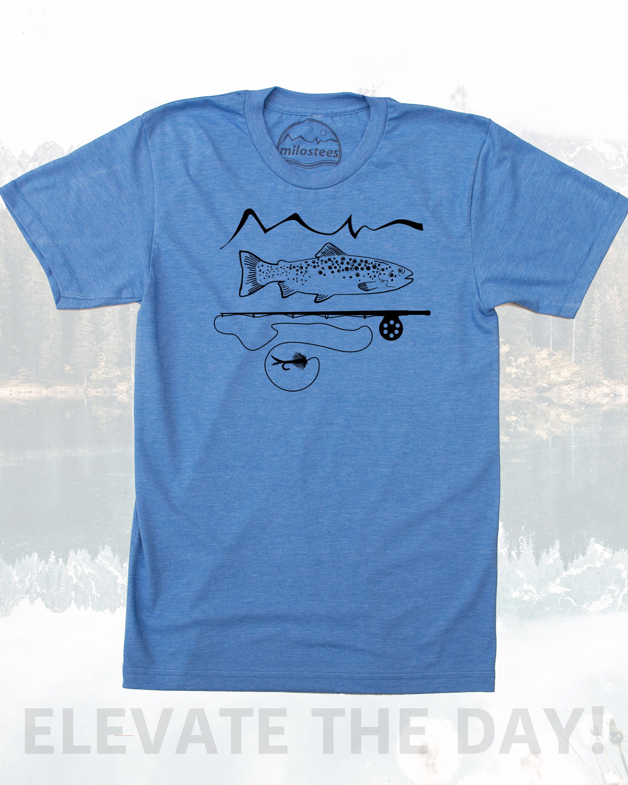 Fly Fishing Shirt Fisherman Logo Printed on a Soft American