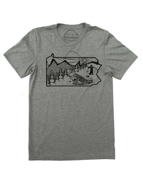Pennsylvania T Shirt, Fisherman Apparel With Original Fly Fish