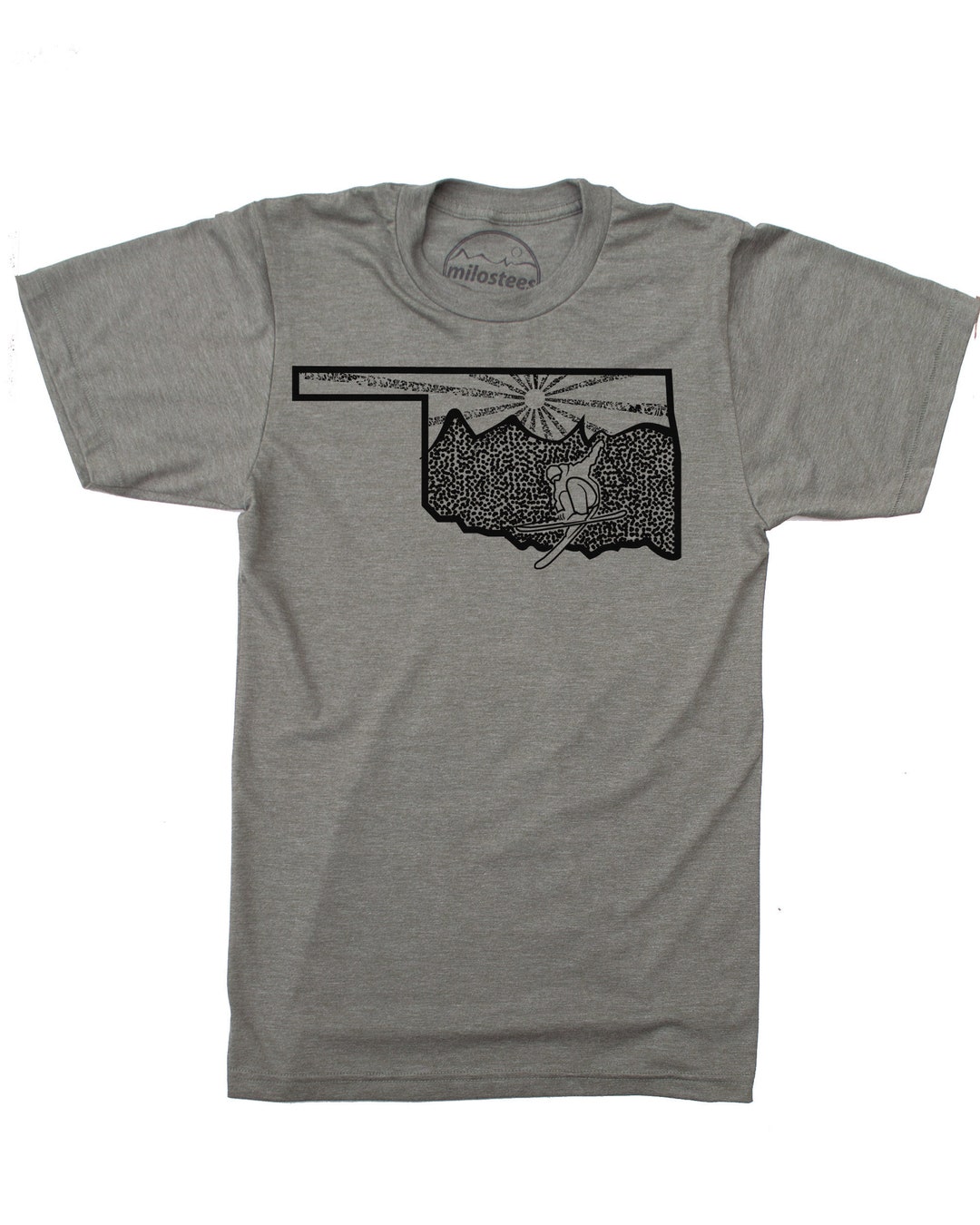 Funny Oklahoma Shirt, Graphic Ski Apparel Hand Printed on Soft Army