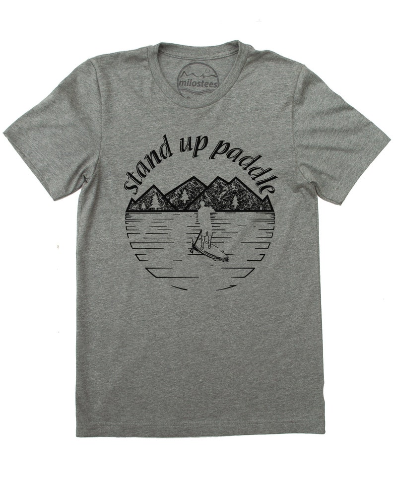 Stand up Paddle Board Shirt, Sup Graphic Printed on Soft Grey Cotton/polyester Tshirt Paddle