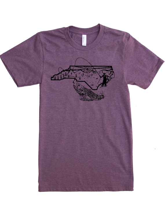 North Carolina Fly Fishing Shirt, Soft Graphic Wears for Fishing Days in  the Tar Heel State, 50/50 Blend in a Plum Color Fishing T-shirts -   Canada