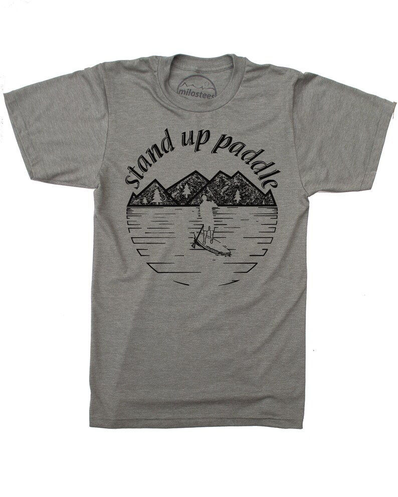 Stand up Paddle Board Shirt, Sup Graphic Printed on Soft Grey Cotton/polyester Tshirt Paddle