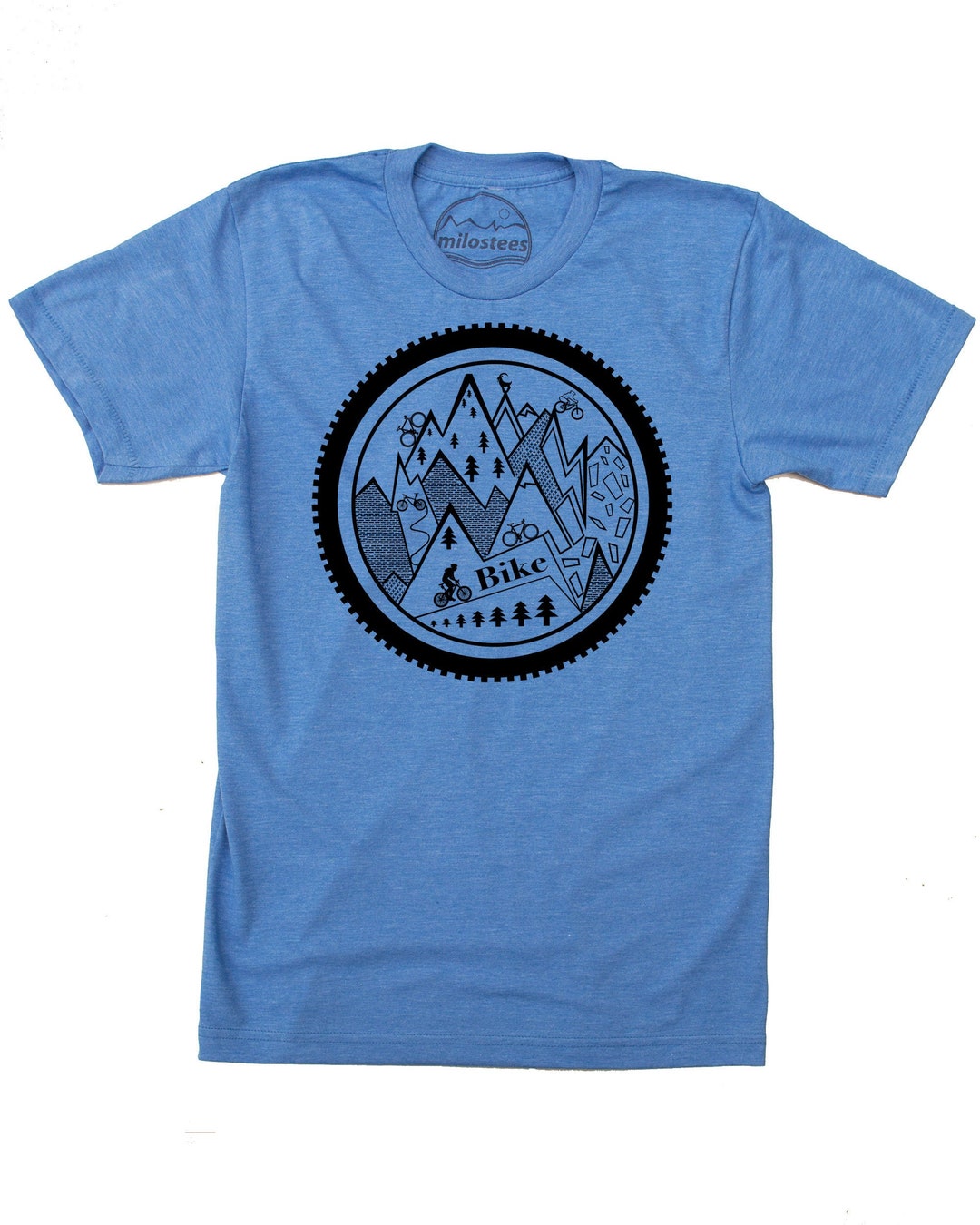 Mountain Bike Shirt, Cycling Design of Bikes in a Mountain Setting With One Mountain Goat