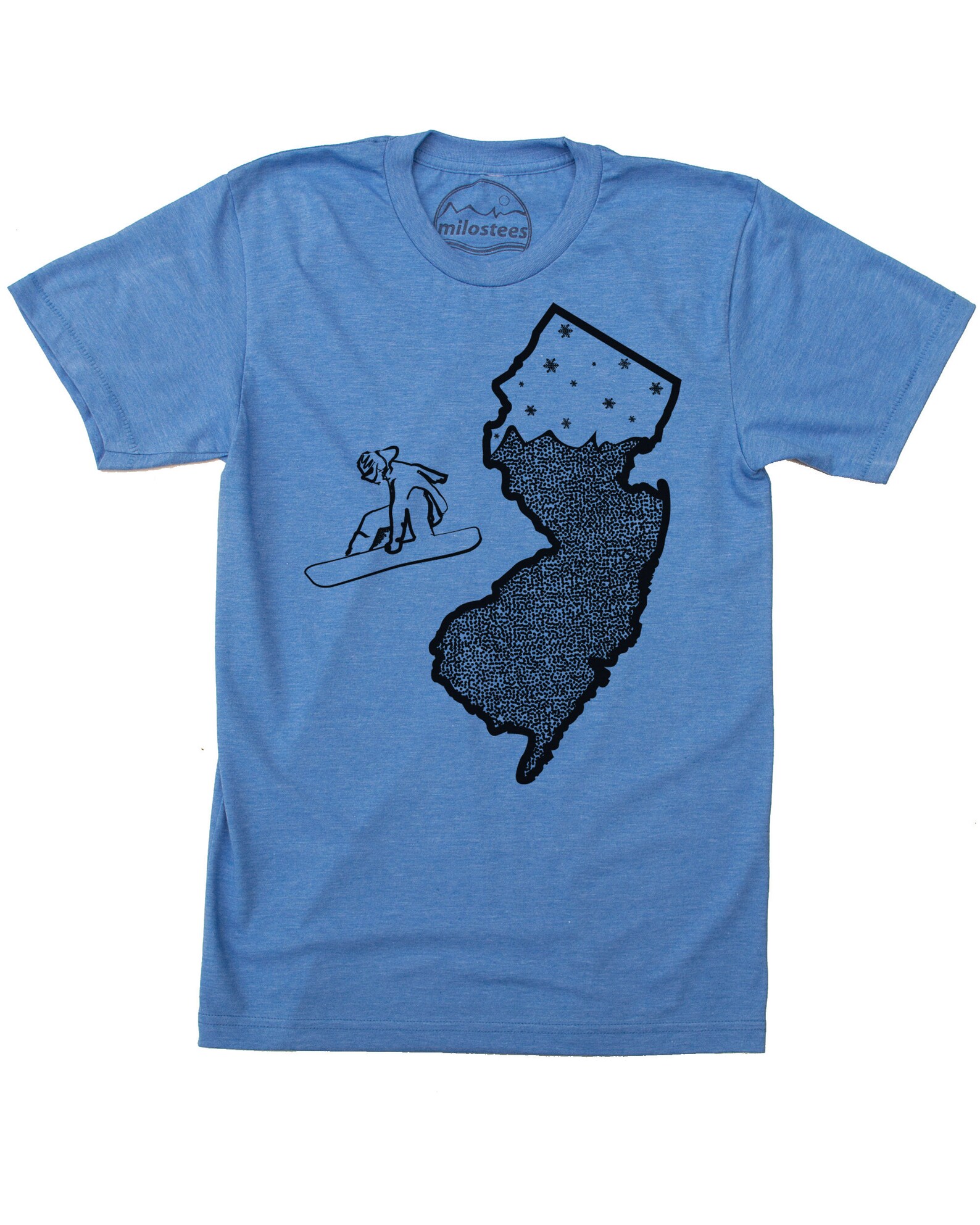 Large New Jersey Shirt, Snowboarding Print on Purple Tee in a Soft