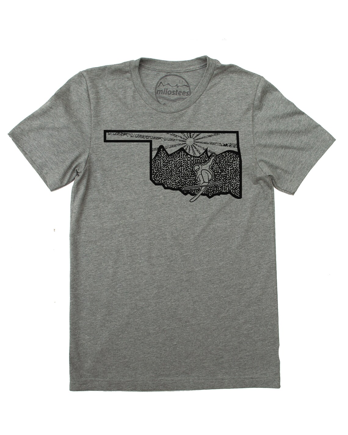Funny Oklahoma Shirt, Graphic Ski Apparel Hand Printed on Soft Army