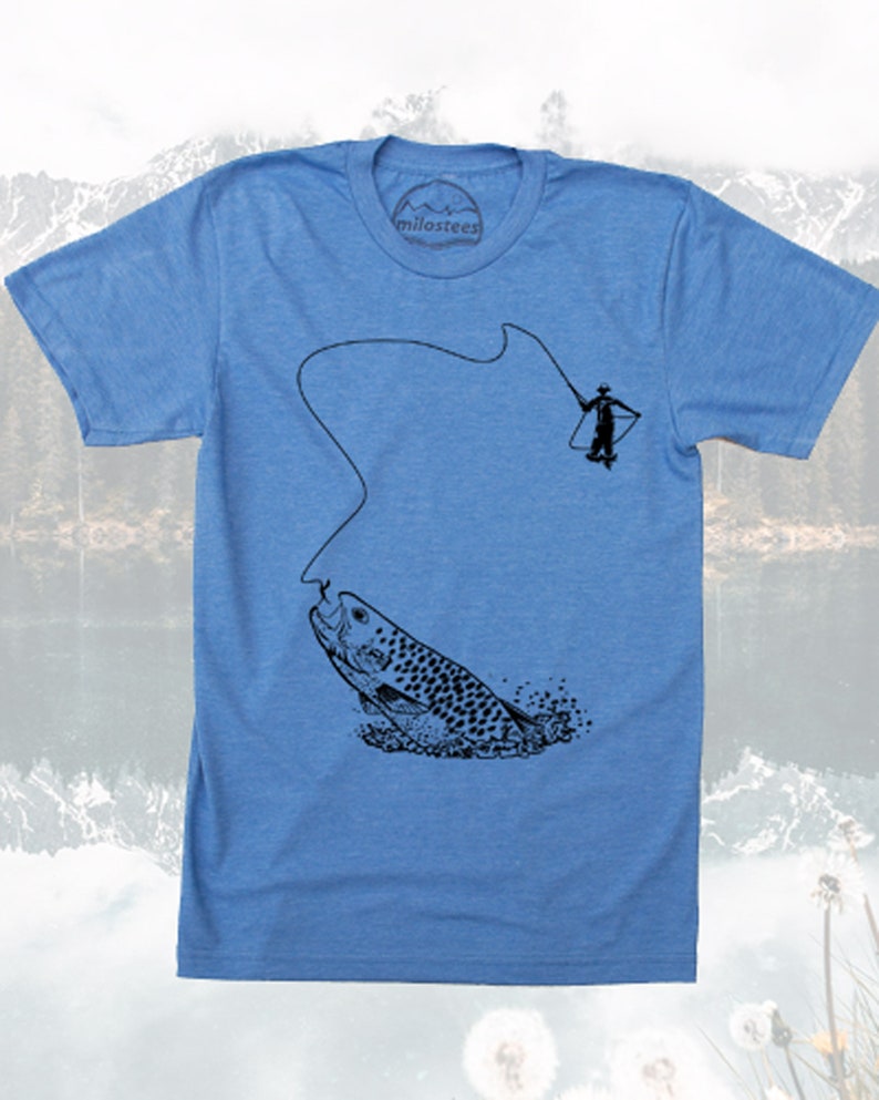Fly Fishing Shirt Fisherman Apparel on Soft 50/50 Tee in Etsy