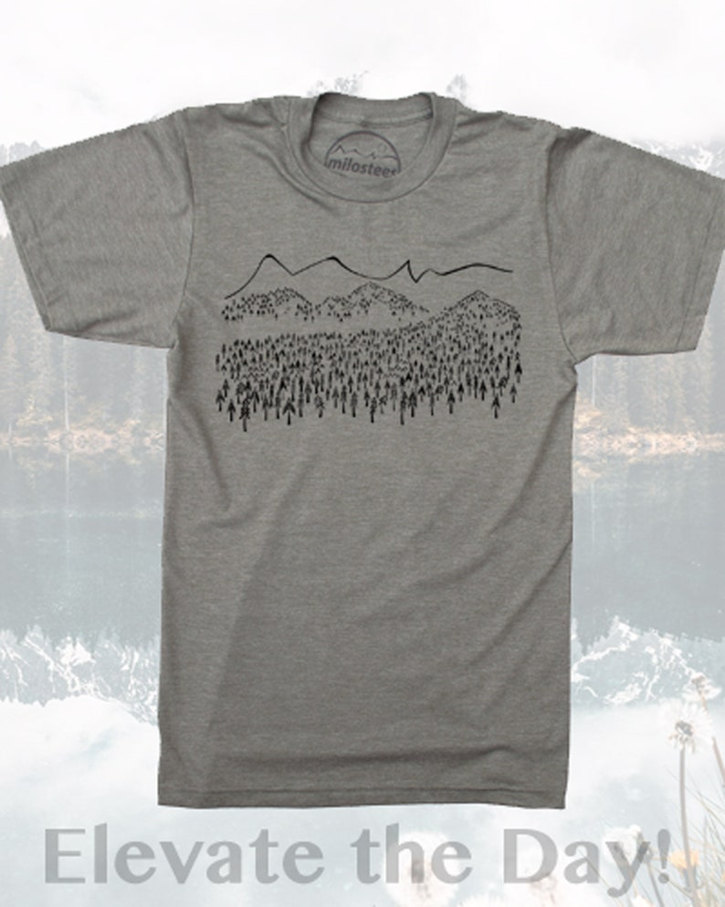 Mountain T-shirt Wilderness Print on Soft Plum Tee in a 50/50 - Etsy