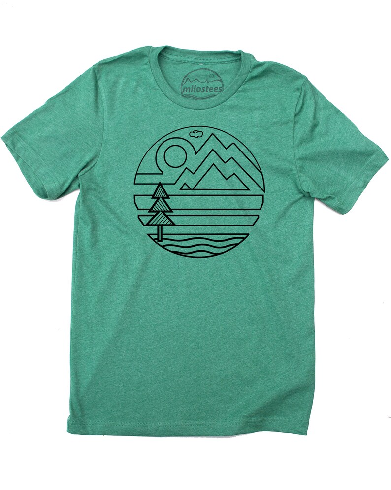 Nature T Shirt, Outdoors Design on Soft Blue Tee by American Apparel, Wilderness Apparel With