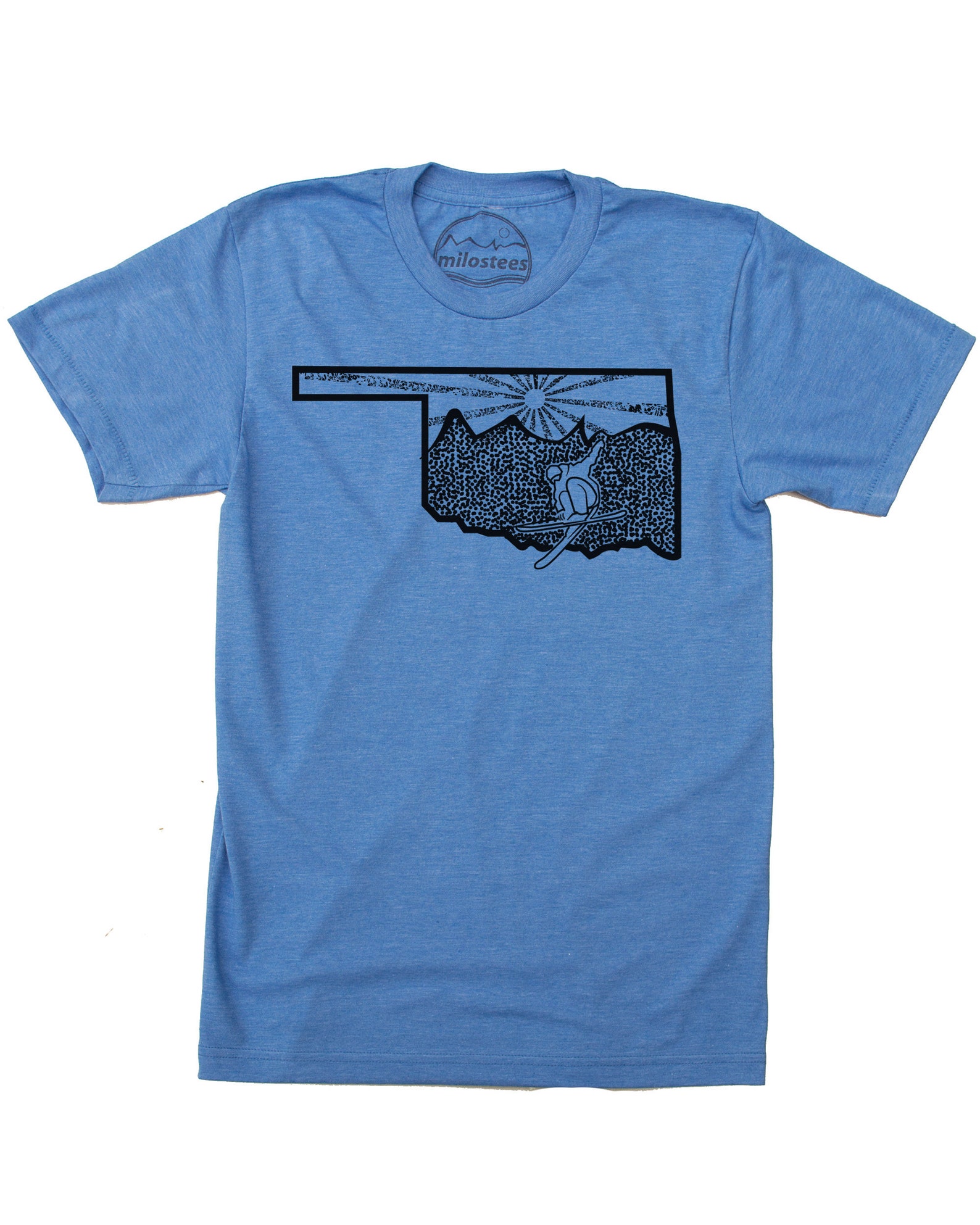 Funny Oklahoma Shirt, Graphic Ski Apparel Hand Printed on Soft Army