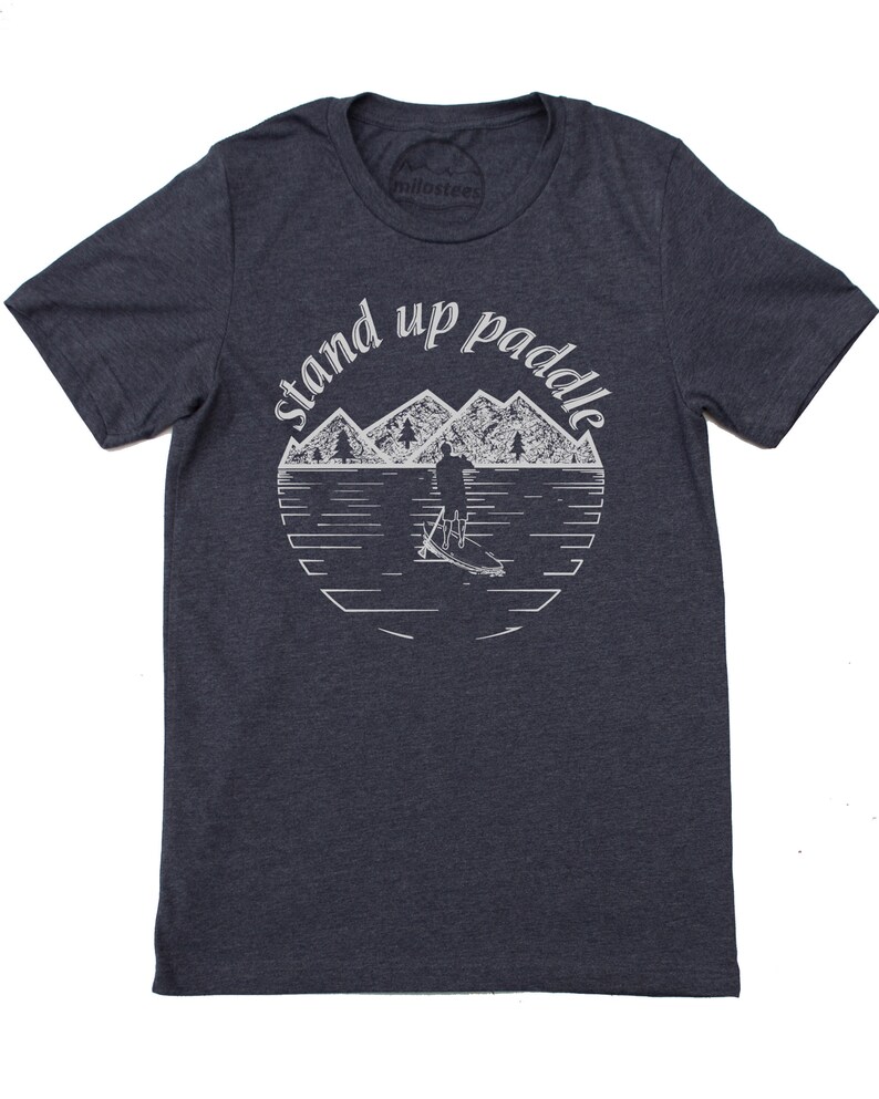 Stand up Paddle Board Shirt, Sup Graphic Printed on Soft Grey Cotton/polyester Tshirt Paddle
