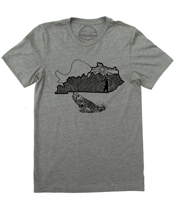 Kentucky Shirt Fly Fishing Graphic Hand Printed on Soft Bella