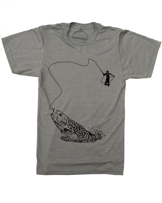 Large Fly Fishing Shirt, Original Fisherman Illustration of Fly