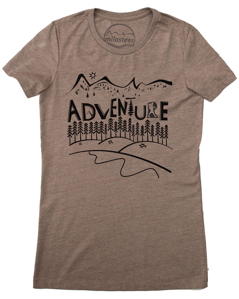 Nature Shirt Adventure Print on a Grey Triple Blended Tee in - Etsy