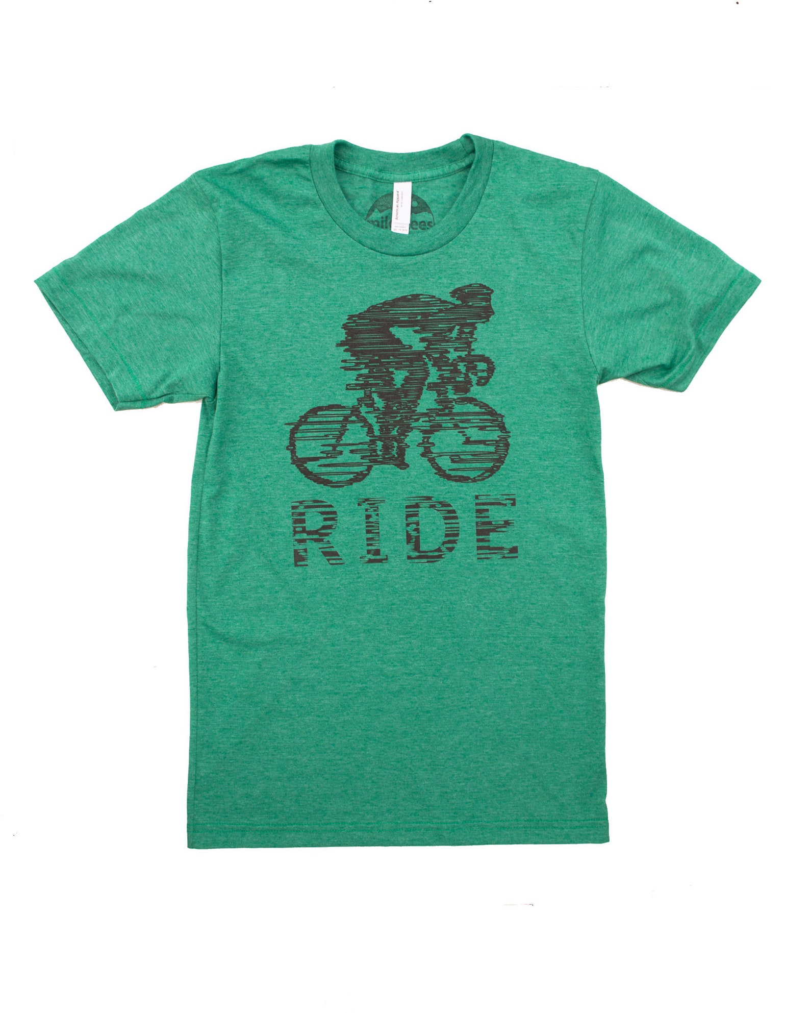 Cyclist T Shirt, Bicyclist Riding Like the Wind Bike Print on Dark Blue