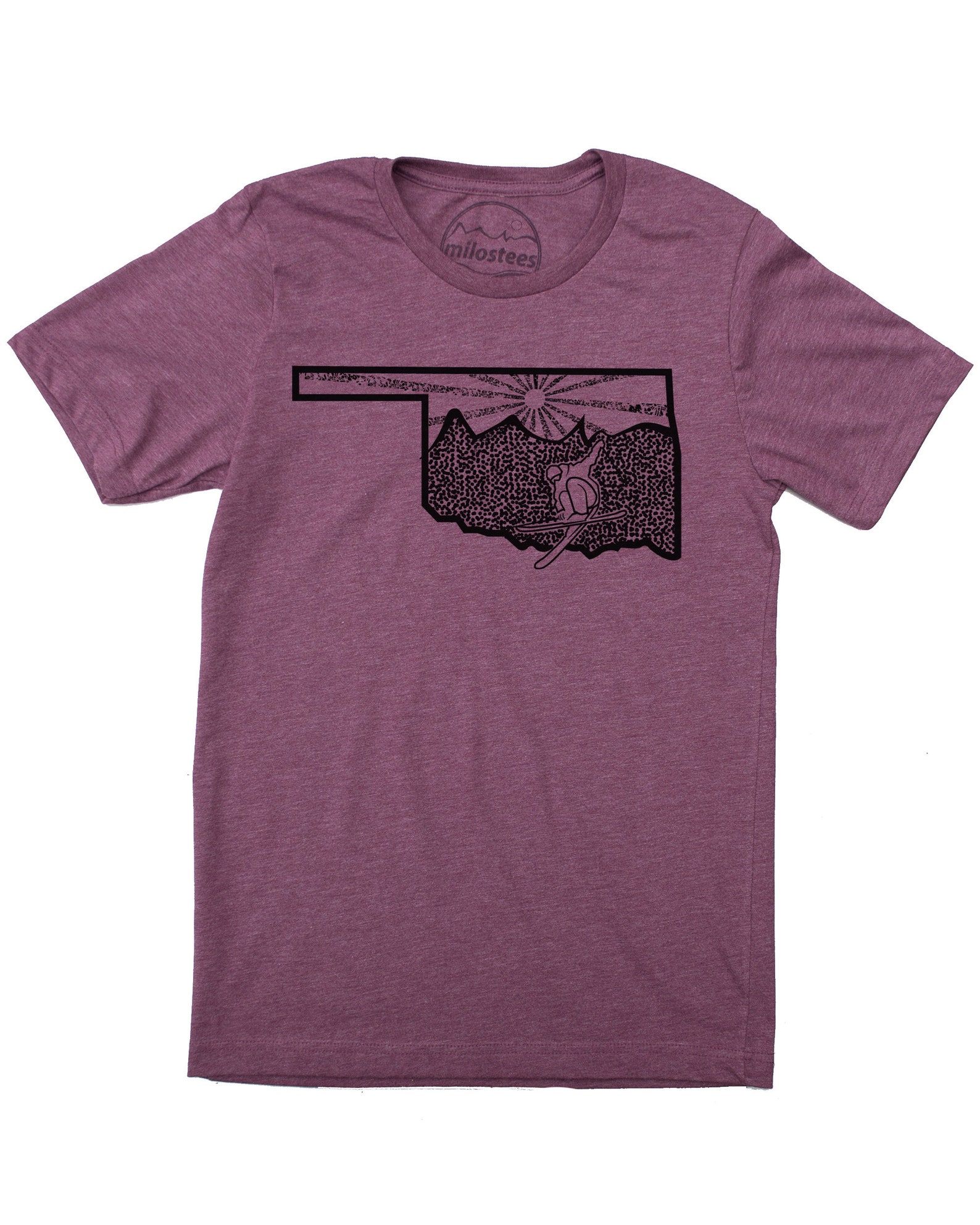 Funny Oklahoma Shirt, Graphic Ski Apparel Hand Printed on Soft Army