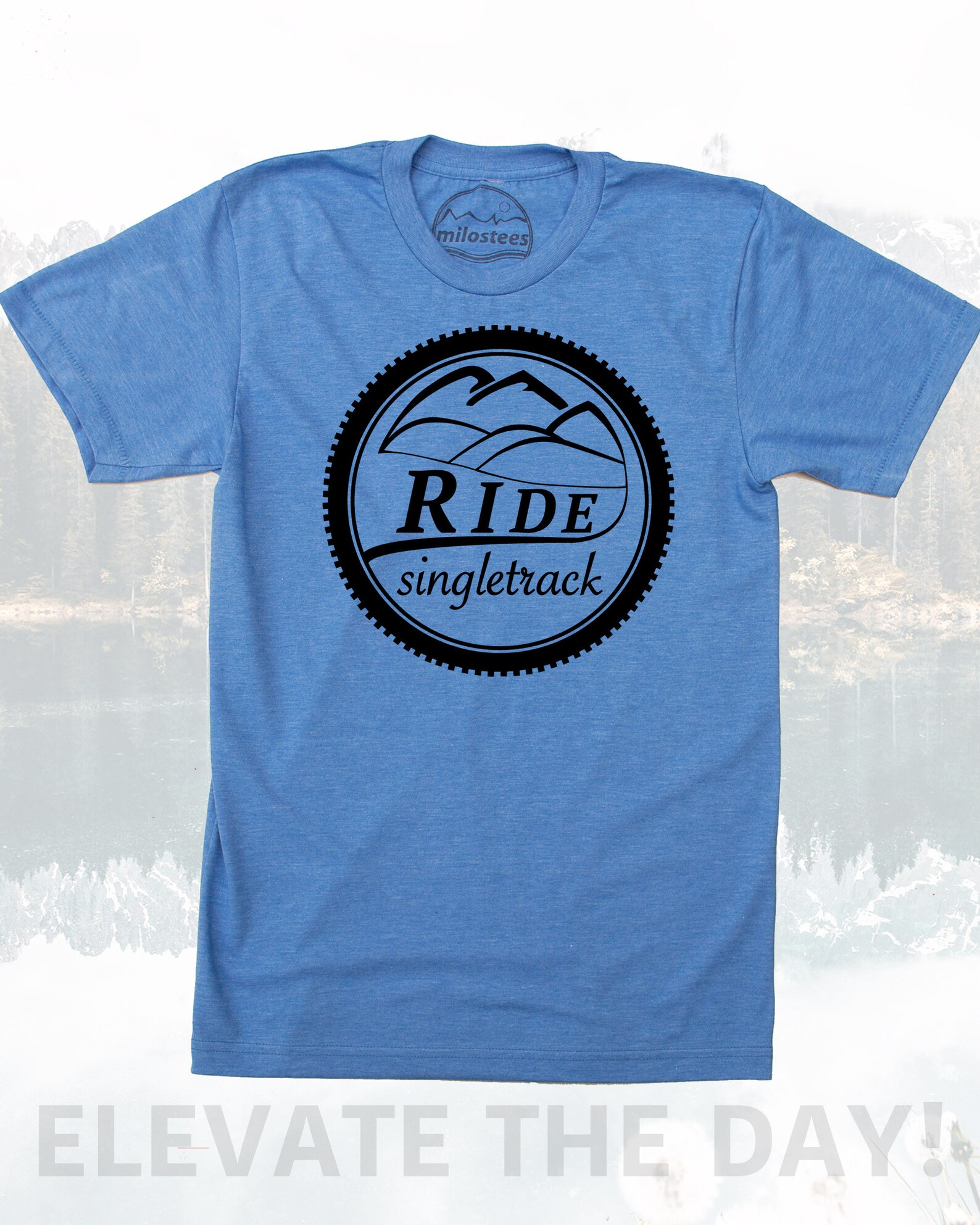 Mountain Bike Shirt, Graphic Mountain Biking Illustration on a Soft 50/50 Tee Rad for Cycling