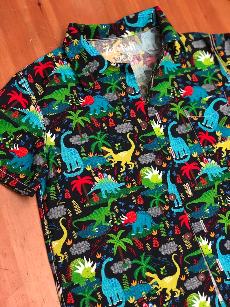 Dinosaur button down boys shirt