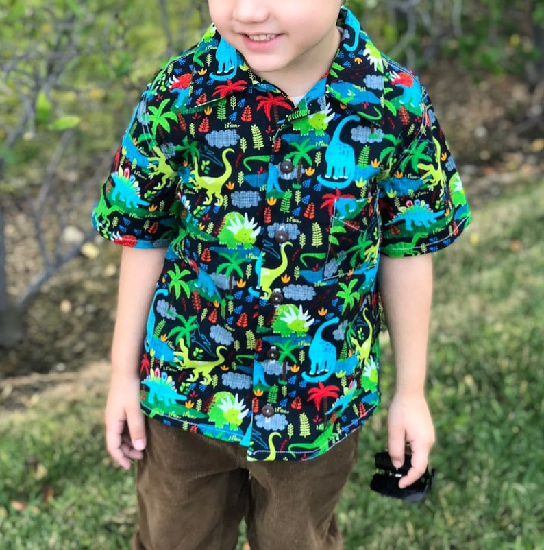 Dinosaur button down boys shirt