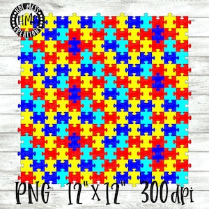 Autism PNG - Autism Puzzle Digital Paper - Sublimation PNG - Pattern digital paper - Digital Download