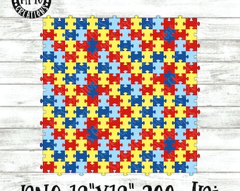 Autism PNG - Autism Puzzle Digital Paper - Sublimation PNG - Pattern digital paper - Digital Download