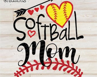 Softball SVG DXF PNG - Softball Mom Design - Digital Download File