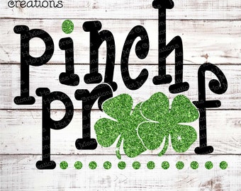 St. Patrick es Day SVG DXF PNG - Pinch Proof Shirt Design - Glitzer Kleeblatt