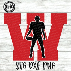 Football SVG DXF PNG - Football Player - High School W - College Football Design - Digital Download