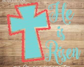 Cross SVG DXF PNG - He is Risen
