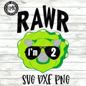 Anniversaire garçon SVG DXF - RAWR J'ai 2 garçons anniversaire Design - svg dinosaure - téléchargement numérique