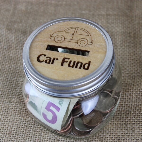 Car fund Piggy Bank  Mason jar