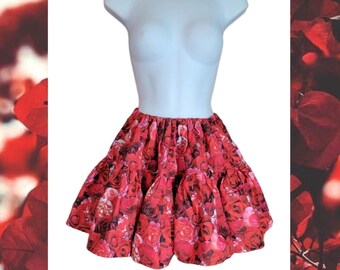 Red Floral Skirt