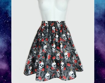 Halloween Floral Skull Skirt