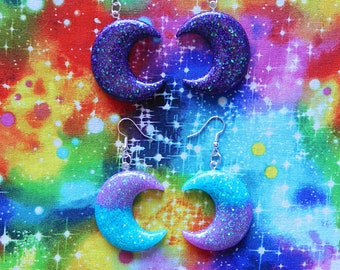 Defect sale! Earring set. Resin moon earrings