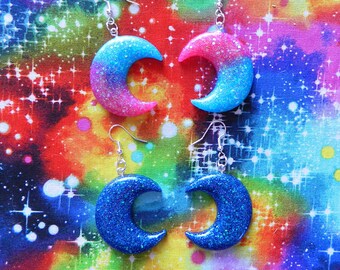 Defect sale! Earring set. Resin moon earrings