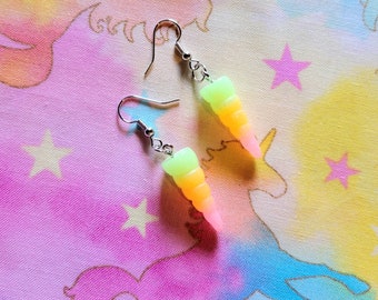Green and Pink Unicorn Horn Earrings
